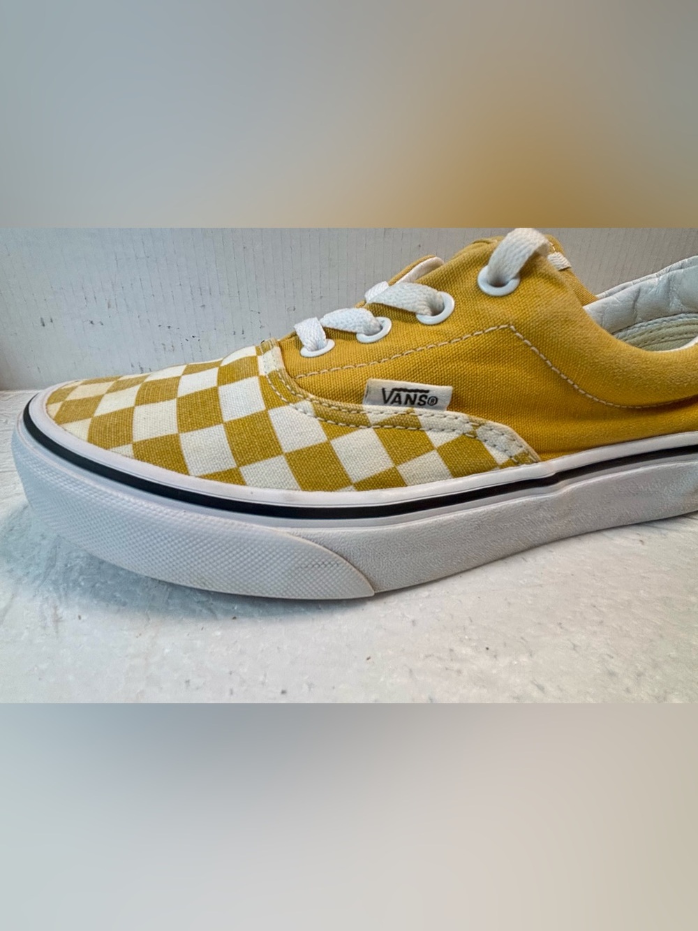 Vans Yellow and White Checkerboard Low Top Sneakers - Picture 5 of 14